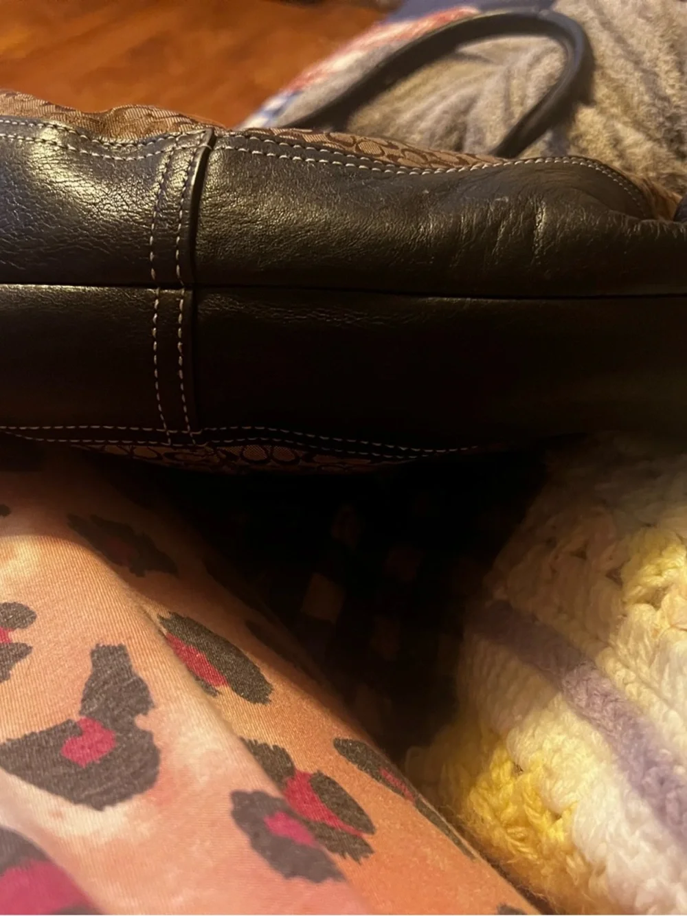 Coach Brown Logo Canvas and Dark Brown vintage soho signature flap satchel - Picture 5 of 9